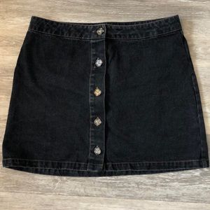 Dark denim button up mini skirt